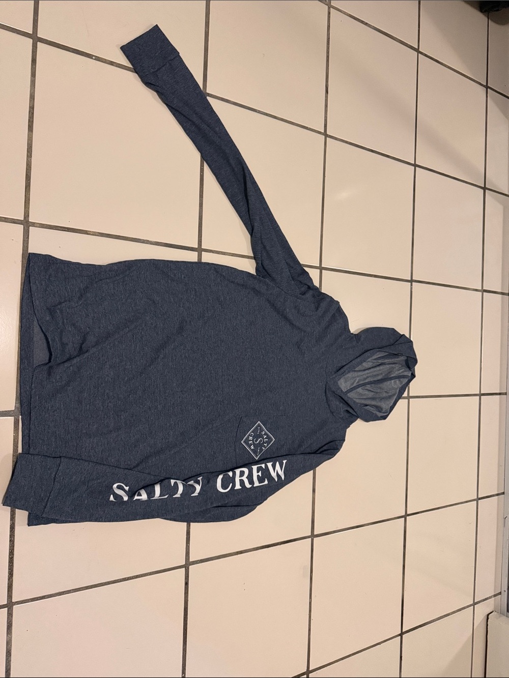 Salty Crew Men's Heather Navy Hooded Long-Sleeve Pullover